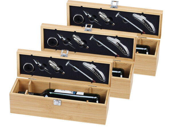 3 coffrets à bouteille en bambou