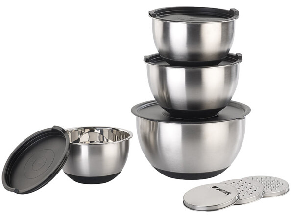 saladiers en acier inoxydable avec râpes amovibles