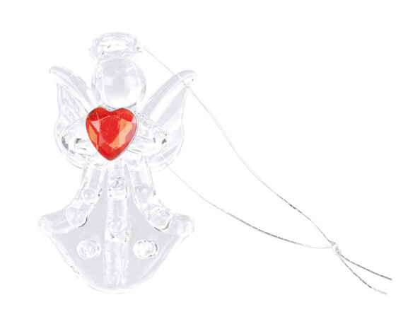 6 anges décoratifs en verre à suspendre avec cœurs colorés