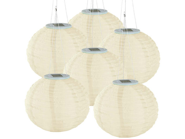 6 lampions solaires Ø 30 cm à LED blanc chaud
