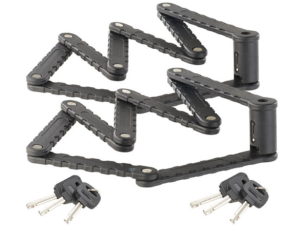 Deux antivols pliables en acier avec clés fournies.