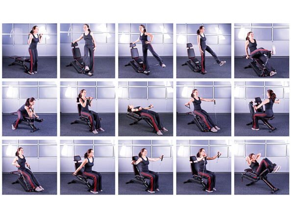 Exemples d'exercices de musculation réalisés avec un banc de musculation multifonction et pratique