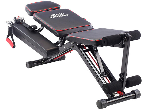 Banc complet modulable en position basse pour réaliser des exercises de musculation