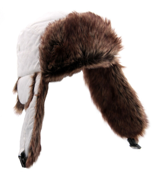 Bonnet Chapka avec doublure type fourrure - Blanc - L