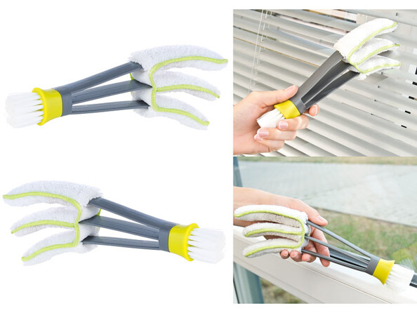 Brosse nettoyante pour stores vénitiens avec chiffon microfibres