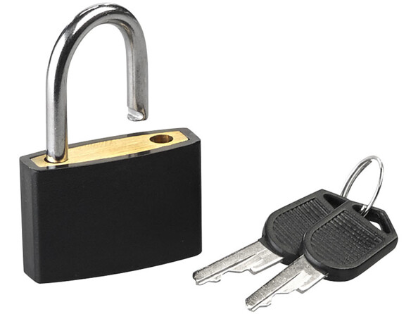 Cadenas avec 2 clés fournit avec le câble en acier gainé d'une longueurde 3 m