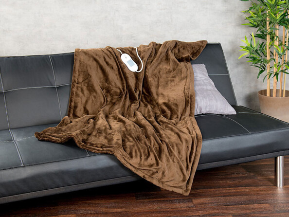 Couverture chauffante en polaire Brun - 100 x 145 cm
