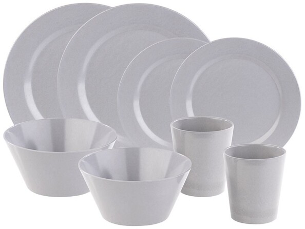 2 sets de vaisselle 16 pièces en bambou mélaminé pour 4 personnes