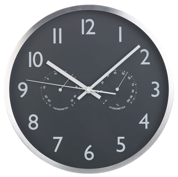 Horloge murale radio-pilotée Ø 30 cm avec thermomètre et hygromètre