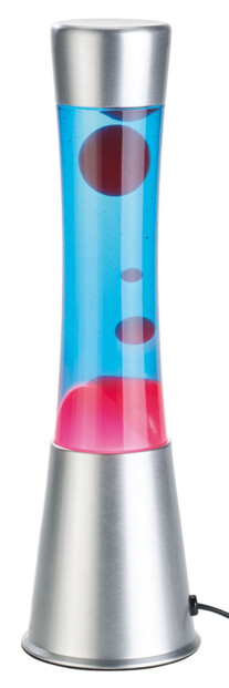 Lampe à lave rouge et bleue avec socle en aluminium reconditionnée de la marque Lunartec