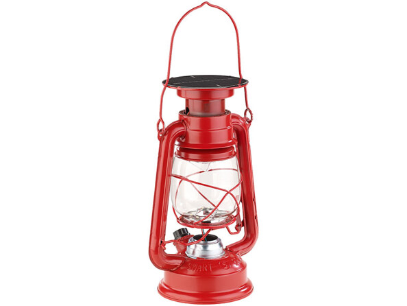 Lampe décorative au design de lampe tempête, coloris rouge, par Lunartec