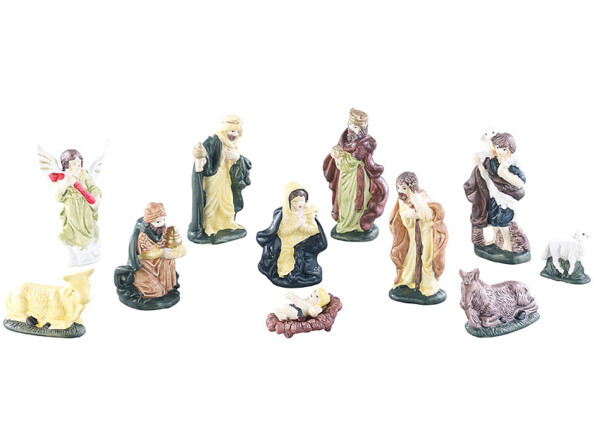 Lot de 11 figurines pour crèche de Noël en porcelaine peintes à la main