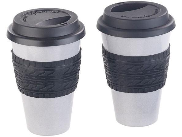 4 gobelets "Coffee-to-go" en bambou mélaminé avec couvercle