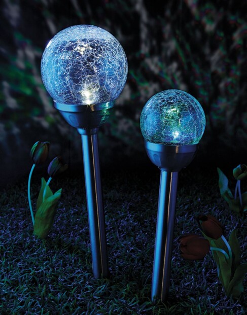 Lot de 2 lampes solaires à LED changeante - 27 cm