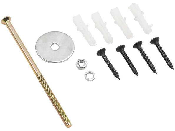 Aperçu du matériel de montage mural avec vis, chevilles et rondelles