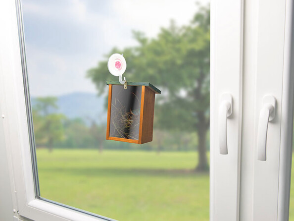 Nichoir en bois avec ventouse