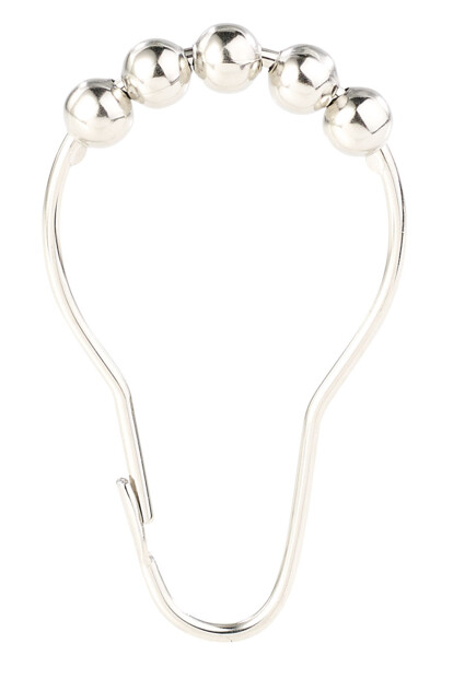 Pack de 12 anneaux en acier avec système de billes pour rideau de douche