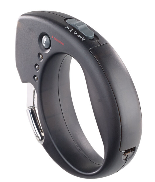 Poignée pour laisse de chien avec lampe LED et alarme