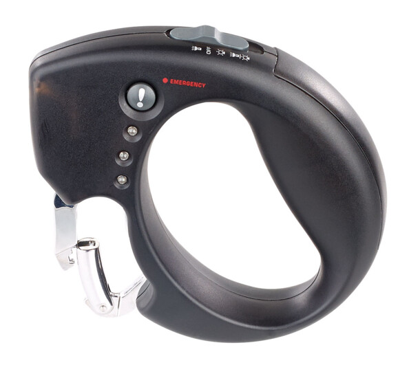 Poignée pour laisse de chien avec lampe LED et alarme