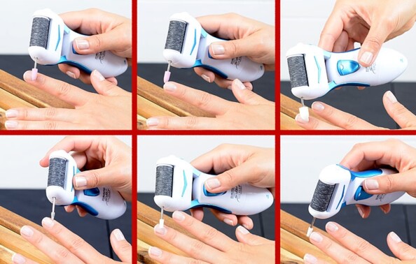 Râpe à pieds électrique 2 en 1 avec accessoires de manucure