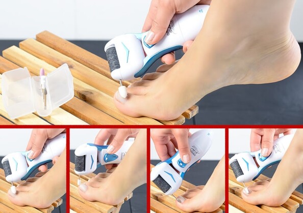 Râpe à pieds électrique 2 en 1 avec accessoires de manucure