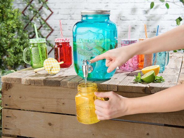 Service rétro 7 pièces avec distributeur de boisson et 6 verres