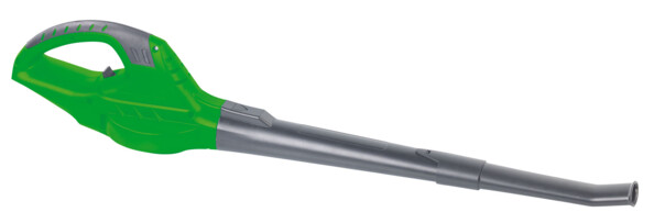 Souffleur sans fil AGT vert avec poignée grise et tube cylindrique gris sur fond blanc