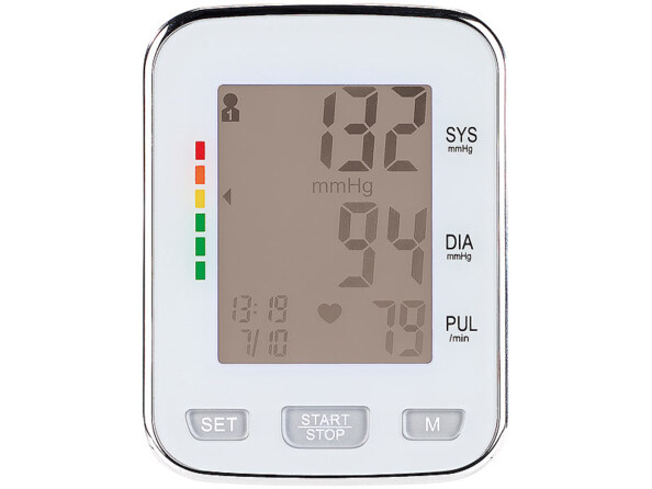 Tensiomètre-bracelet électronique. Code couleur pour l'évaluation des résultats