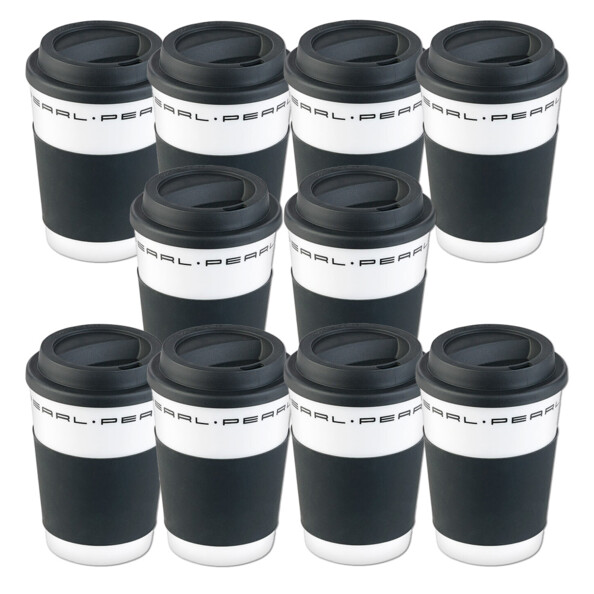 10 gobelets "Coffee to go" à double-paroi avec couvercle en silicone - 350 ml