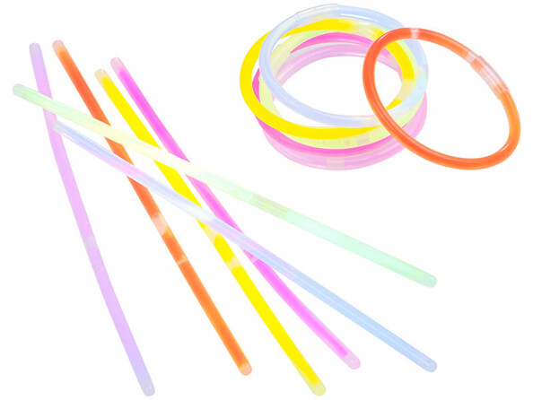 100 tubes lumineux fluorescents 20 cm / 6 coloris avec raccords Pearl