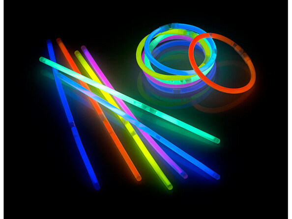 100 tubes lumineux fluorescents 20 cm / 6 coloris avec raccords Pearl