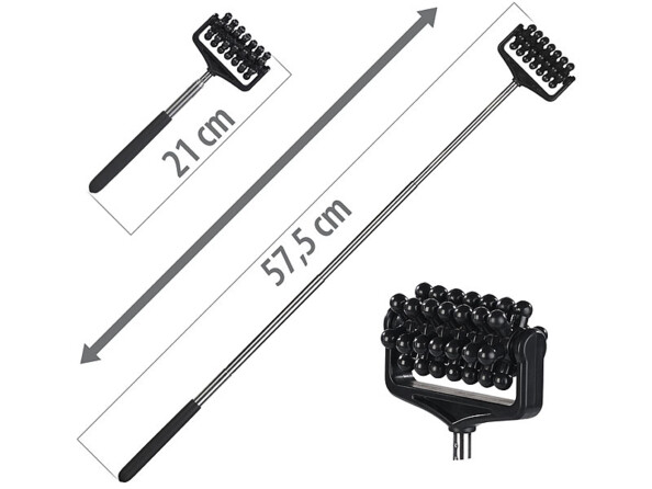 2 rouleaux de massage à picots avec manche télescopique