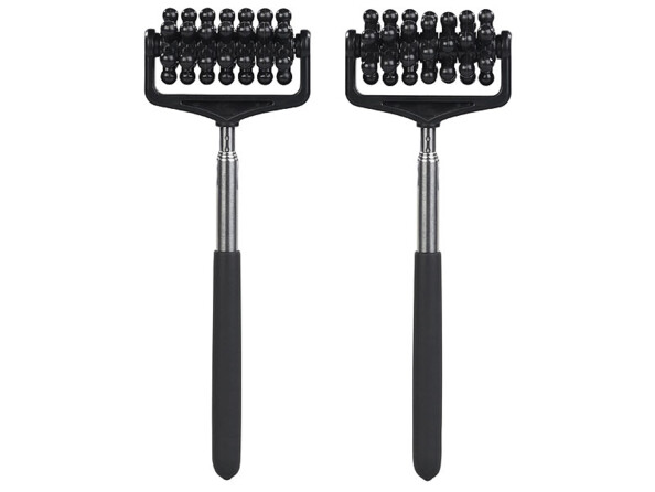 2 rouleaux de massage à picots avec manche télescopique