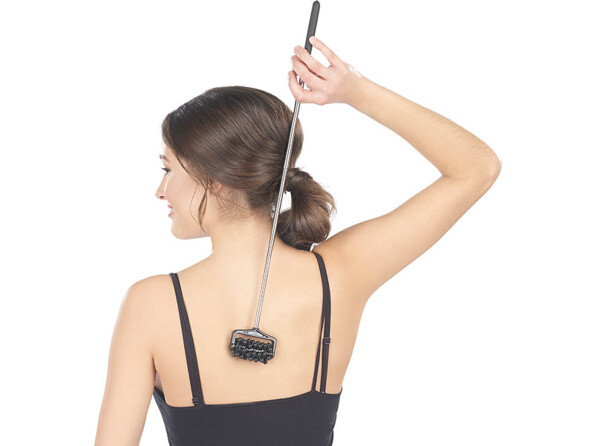 2 rouleaux de massage à picots avec manche télescopique