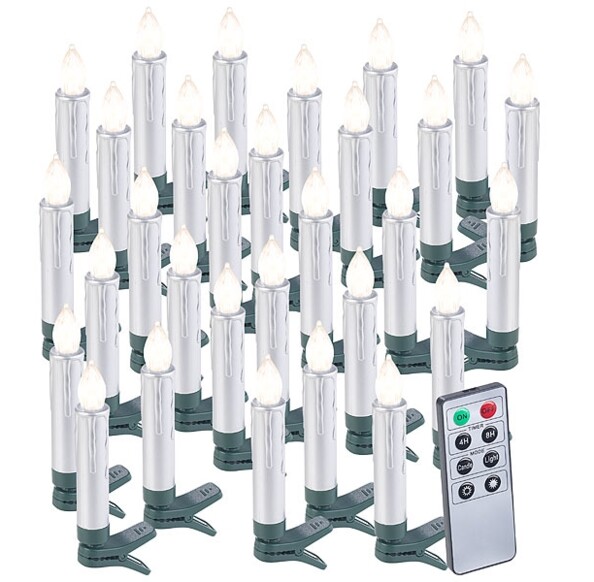 30 bougies LED pour sapin de Noël avec télécommande - coloris Argent