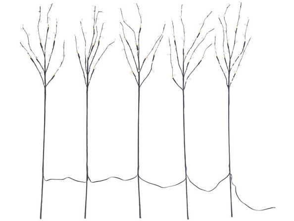 5 branches décoratives lumineuses 90 cm 30 LED blanc chaud