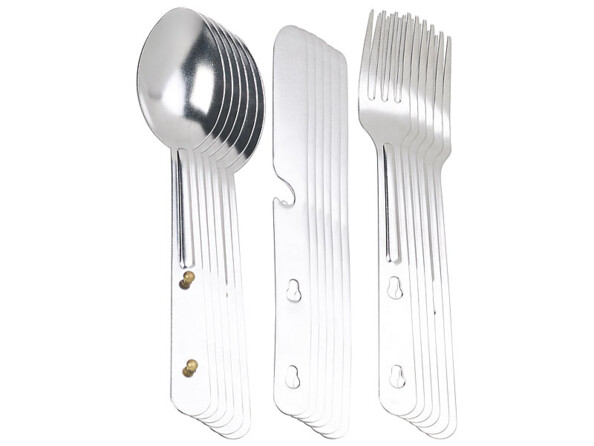 6 sets de 3 couverts de camping en acier inoxydable