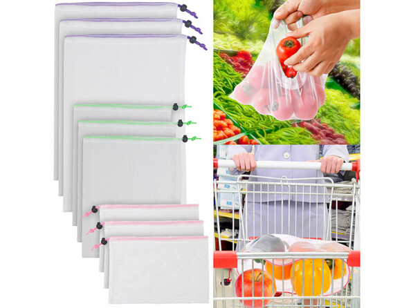 9 filets pour fruits et légumes en matériaux recyclés