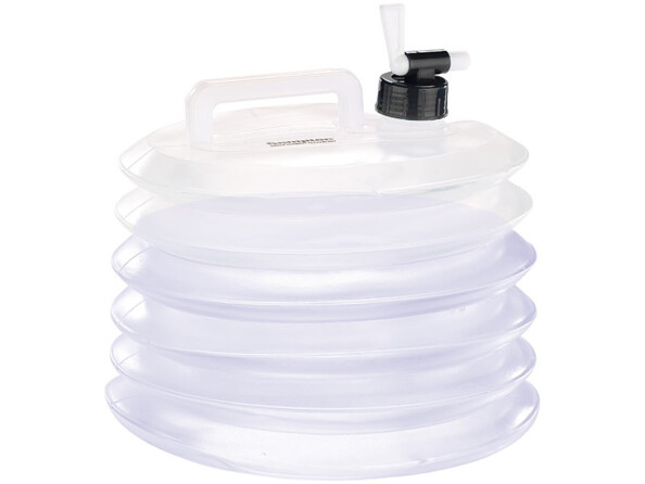 jerrican alimentaire à eau pliable avec un robinet intégré pour faciliter le dosage