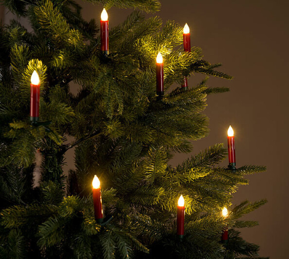 set de 10 bougies lumineuses rouges mise en situation