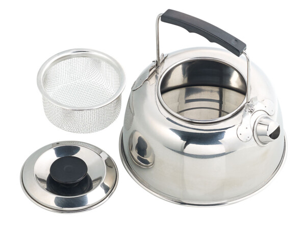 bouilloire en inox avec filtre a thé spécial camping et trekking semptec