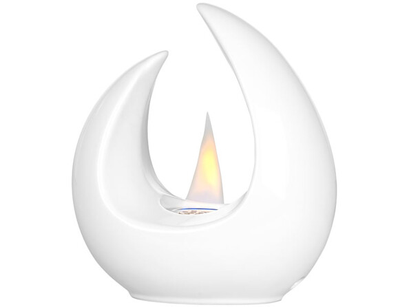 Brûleur de table décoratif de couleur blanche.