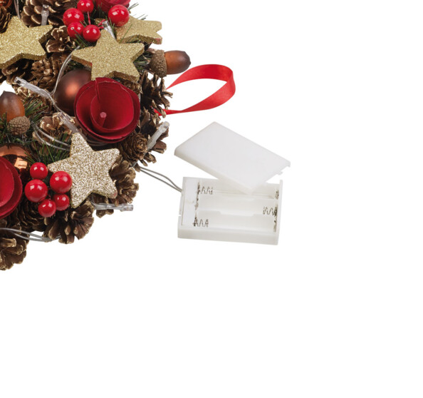 Décoration traditionnelle de Noël zoom sur le boitier à piles non fournies)