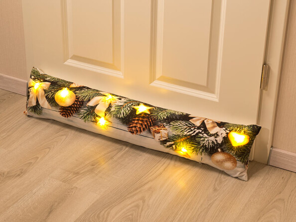 Coussin de porte à 7 LED avec motifs de Noël - 90 x 20 cm