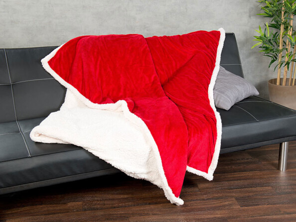 Couverture avec fausse peau d'agneau - Tricot "Points de riz"