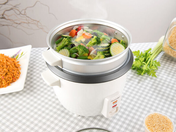 Cuiseur à riz avec panier vapeur et fonction maintien au chaud, 1 L, 400 W
