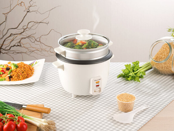Cuiseur à riz avec panier vapeur et fonction maintien au chaud, 1 L, 400 W