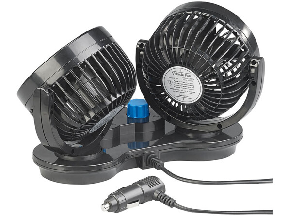Double ventilateur 6 W / 12 V à 2 niveaux de vitesse VT-60.car. Orientables séparement