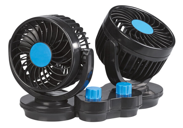 Double ventilateur 6 W / 12 V à 2 niveaux de vitesse VT-60.car. 2 niveaux pour vitesse du flux