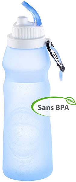 gourde de randonnée 500ml pliable avec mousqueton de transport semptec